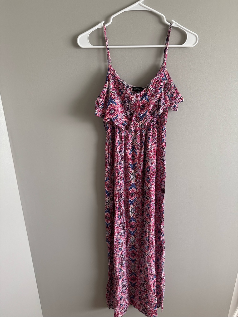 Cotton On Pink Printed Ruffle Maxi Dress
